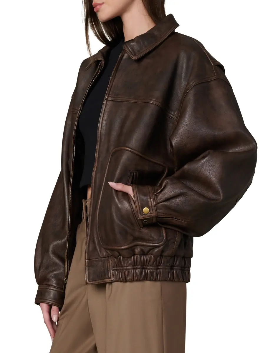 Joe's Jeans Women's Luca Exposed-Seam Leather Jacket | Thumbnail 4