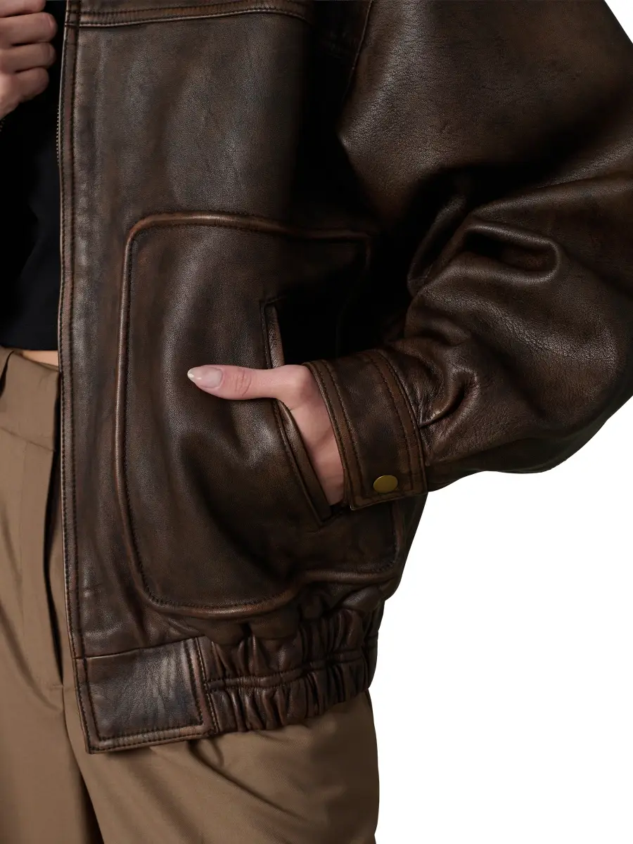 Joe's Jeans Women's Luca Exposed-Seam Leather Jacket | Thumbnail 6