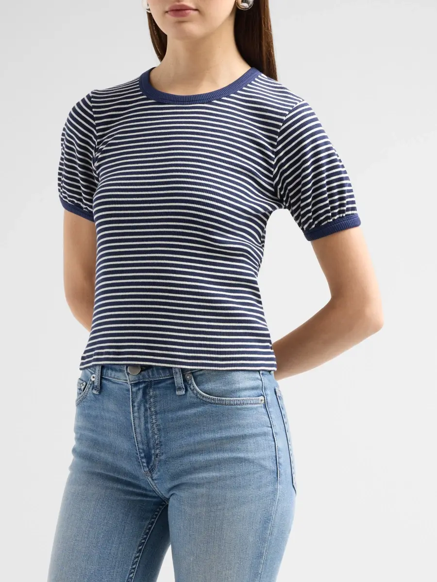 rag & bone Women's The Essential Striped Pima Cotton T-Shirt | Thumbnail 4 rag & bone Women's The Essential Striped Pima Cotton T-Shirt | Thumbnail 4