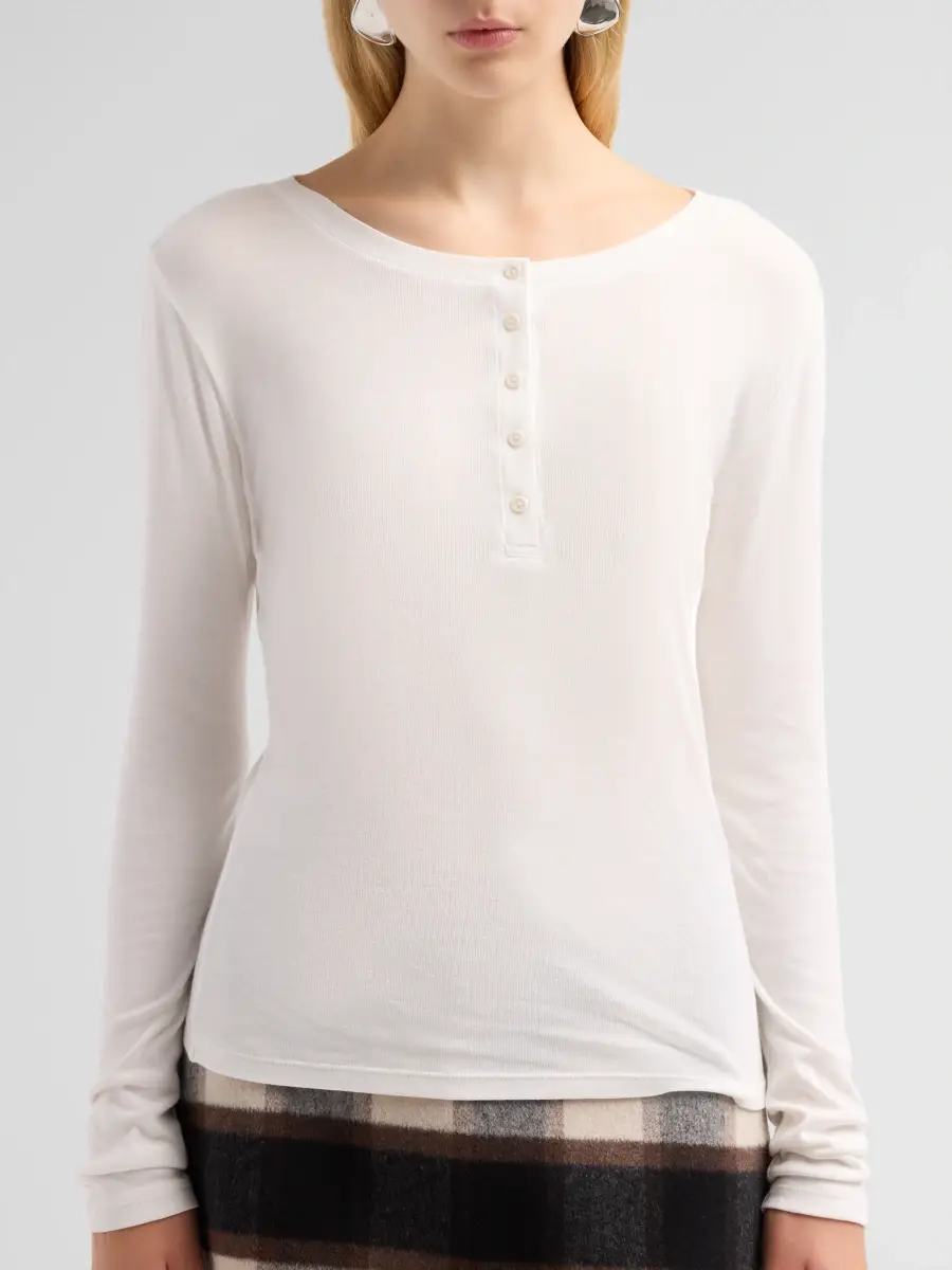 Theory Women's Purl Henley Long-Sleeve T-Shirt | Thumbnail 5 Theory Women's Purl Henley Long-Sleeve T-Shirt | Thumbnail 5