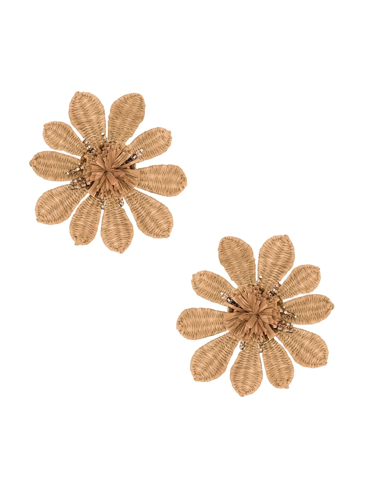 Women's Goldtone, Raffia & Glass Flower Clip-On Stud Earrings Women's Goldtone, Raffia & Glass Flower Clip-On Stud Earrings