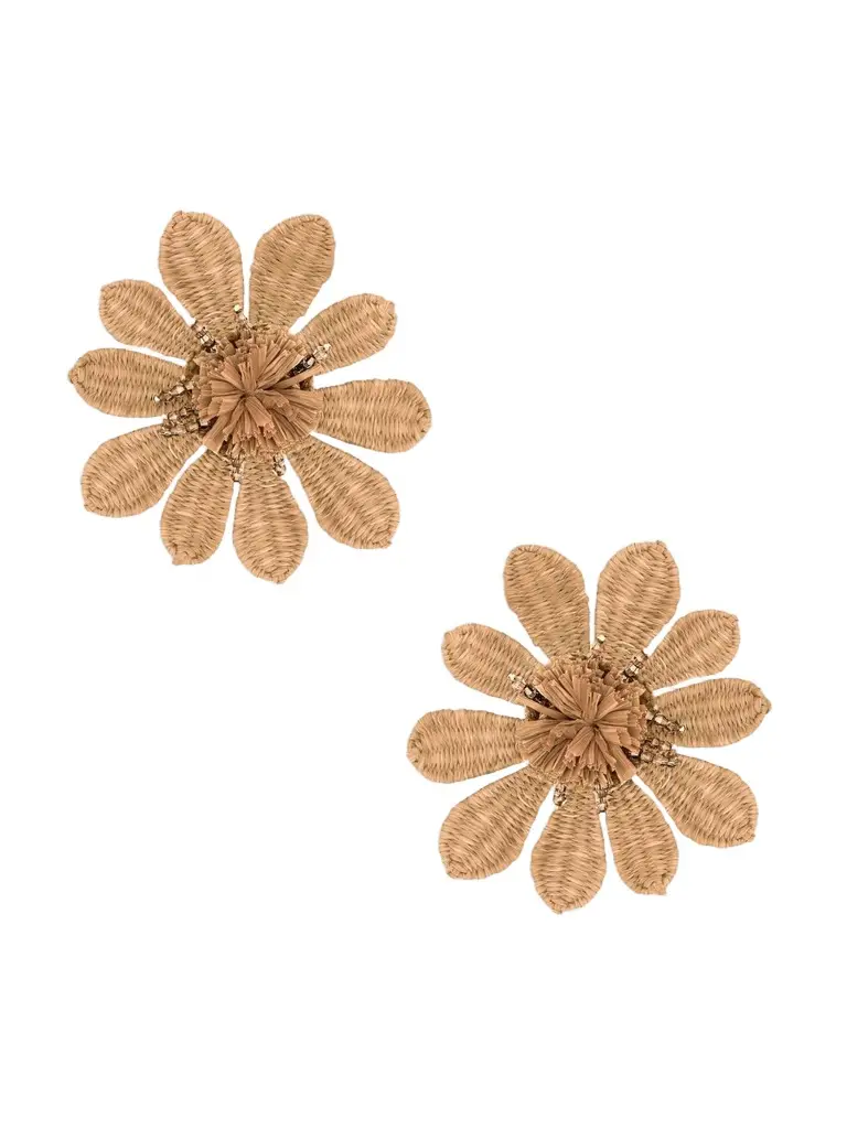 Oscar de la Renta Women's Goldtone, Raffia & Glass Flower Clip-On Stud Earrings