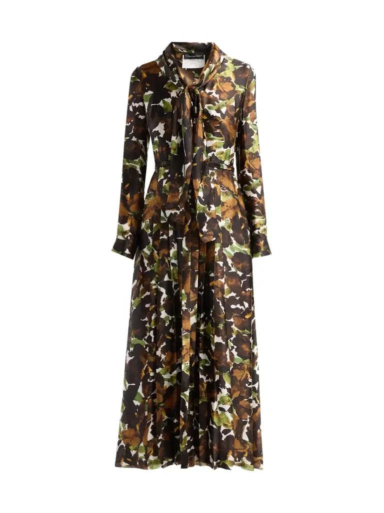 Women's Watercolor Iris Satin Chiffon Day Dress