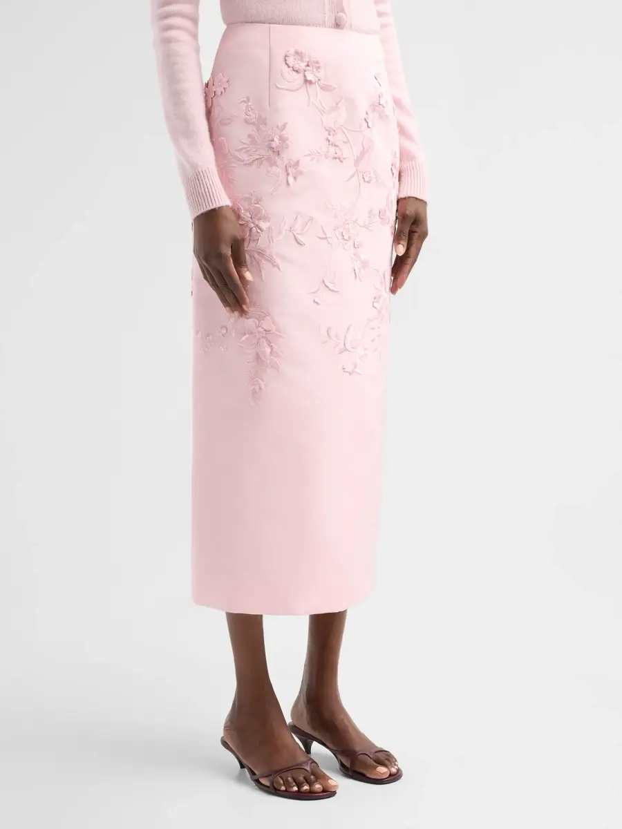 Oscar de la Renta Women's Iris Beaded Lace Embroidered Skirt | Thumbnail 4
