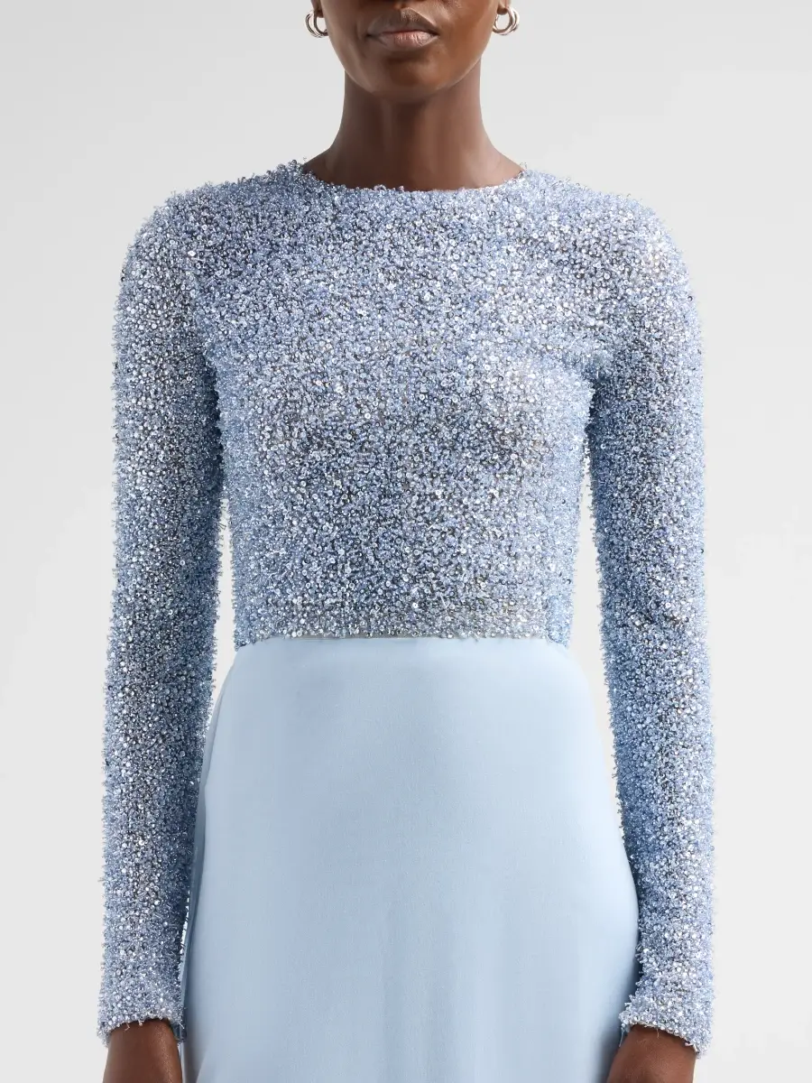 Oscar de la Renta Women's Resort Beaded Bodice Chiffon Gown | Thumbnail 5 Oscar de la Renta Women's Resort Beaded Bodice Chiffon Gown | Thumbnail 5