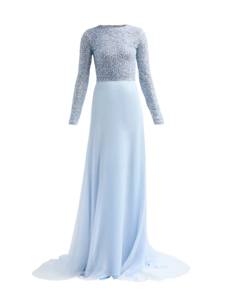 Women's Resort Beaded Bodice Chiffon Gown