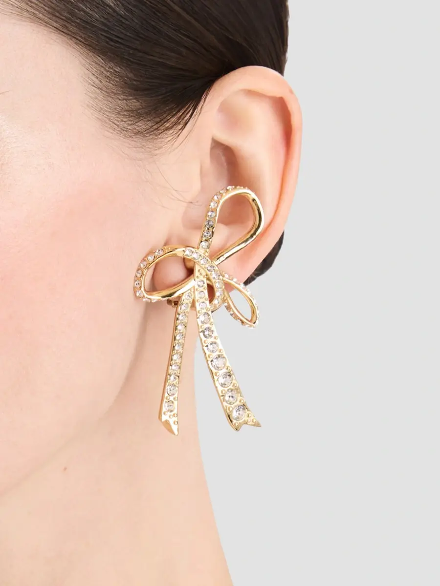 Oscar de la Renta Women's Goldtone & Glass Crystal Bow Drop Earrings | Thumbnail 2 Oscar de la Renta Women's Goldtone & Glass Crystal Bow Drop Earrings | Thumbnail 2
