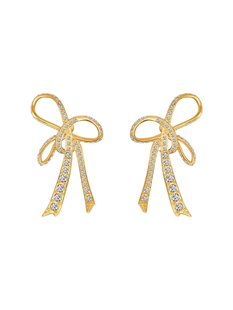 Oscar de la Renta Women's Goldtone & Glass Crystal Bow Drop Earrings
