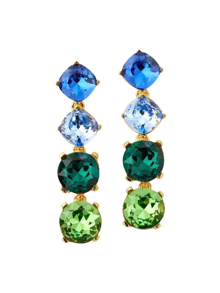 Women's Goldtone or Silvertone & Glass Crystal Drop Earrings