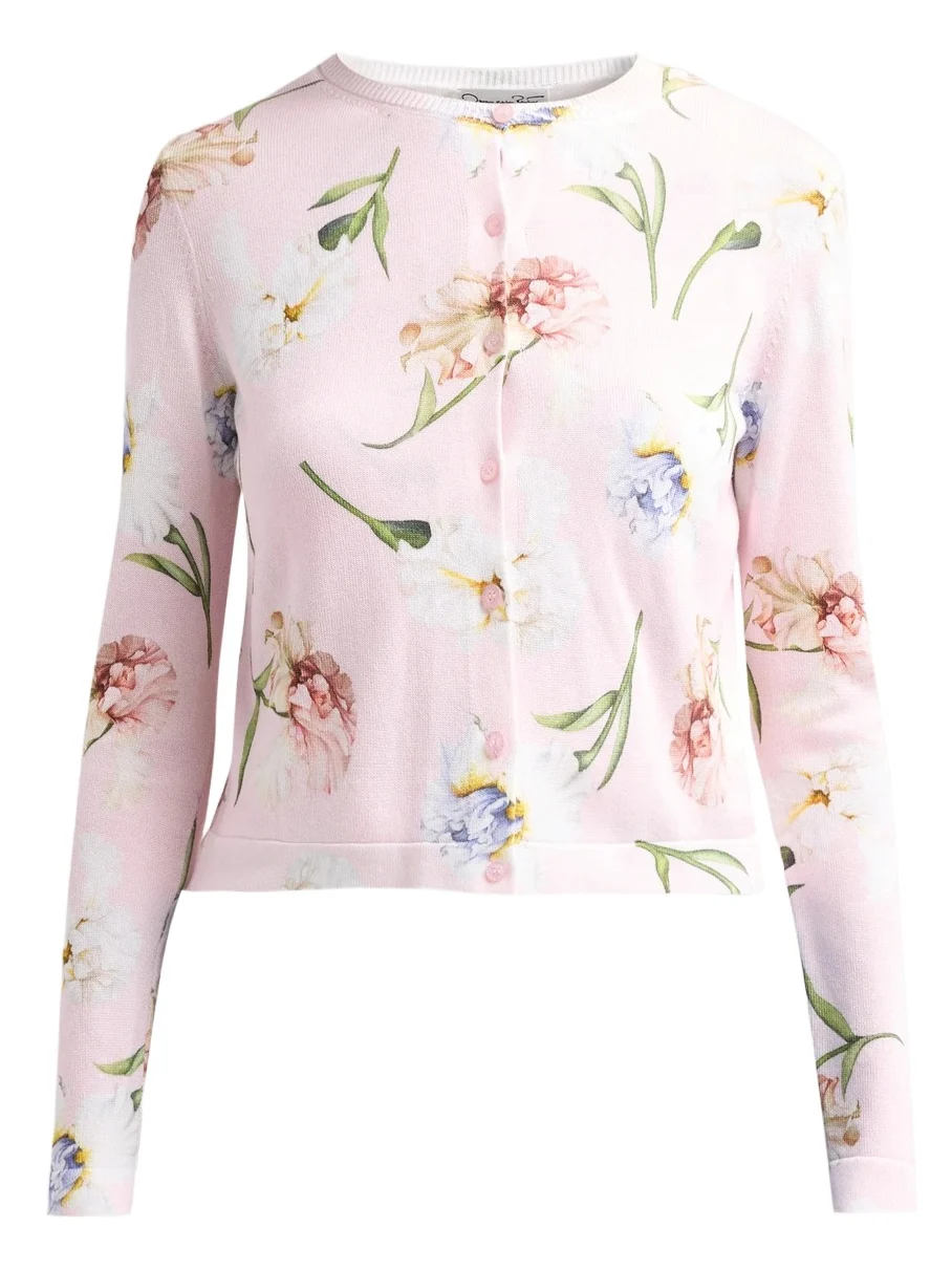Oscar de la Renta Women's Printed Cotton-Blend Cardigan