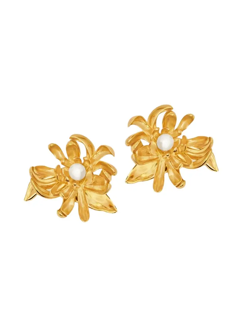 Oscar de la Renta Women's Goldtone & Imitation Pearl Chrysanthemum Stud Earrings