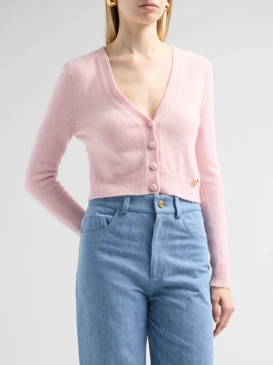 Oscar de la Renta Women's Cashmere V-Neck Cardigan | Thumbnail 4