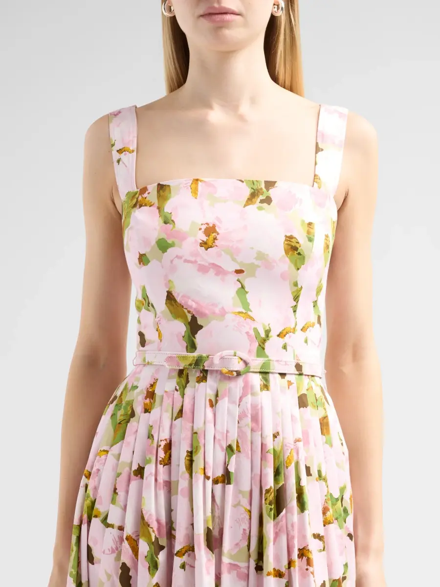 Oscar de la Renta Women's Watercolor Iris Poplin Day Dress | Thumbnail 5