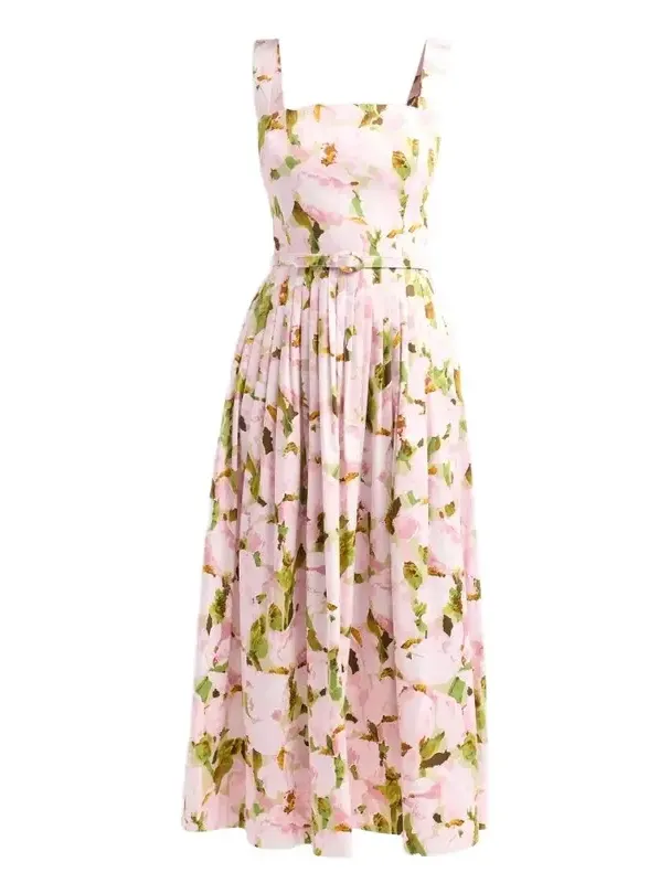 Women's Watercolor Iris Poplin Day Dress