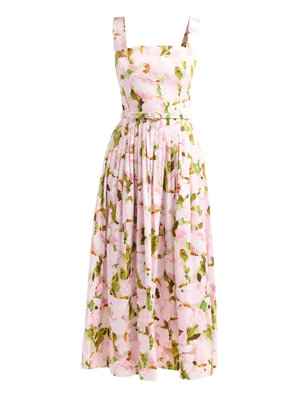 Women's Watercolor Iris Poplin Day Dress Women's Watercolor Iris Poplin Day Dress