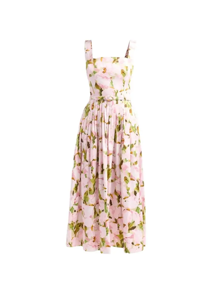 Women's Watercolor Iris Poplin Day Dress