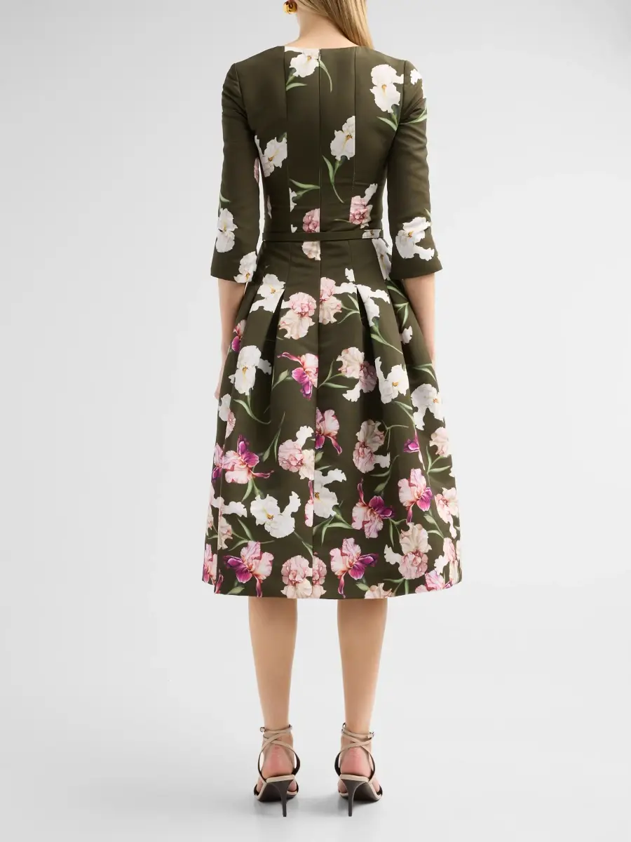 Oscar de la Renta Women's Resort Painted Iris Dégradé Faille Midi Dress | Thumbnail 3 Oscar de la Renta Women's Resort Painted Iris Dégradé Faille Midi Dress | Thumbnail 3