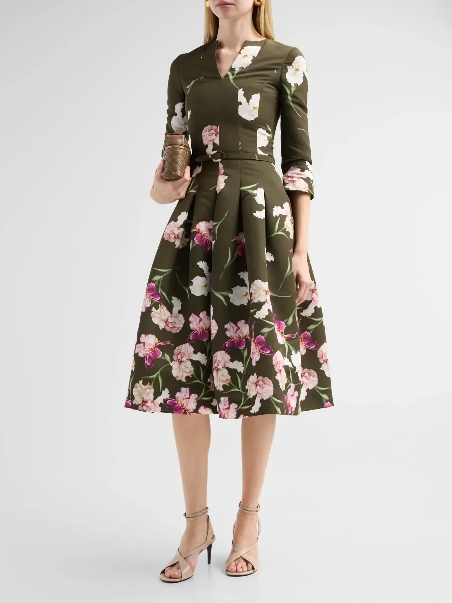 Oscar de la Renta Women's Resort Painted Iris Dégradé Faille Midi Dress | Thumbnail 4 Oscar de la Renta Women's Resort Painted Iris Dégradé Faille Midi Dress | Thumbnail 4