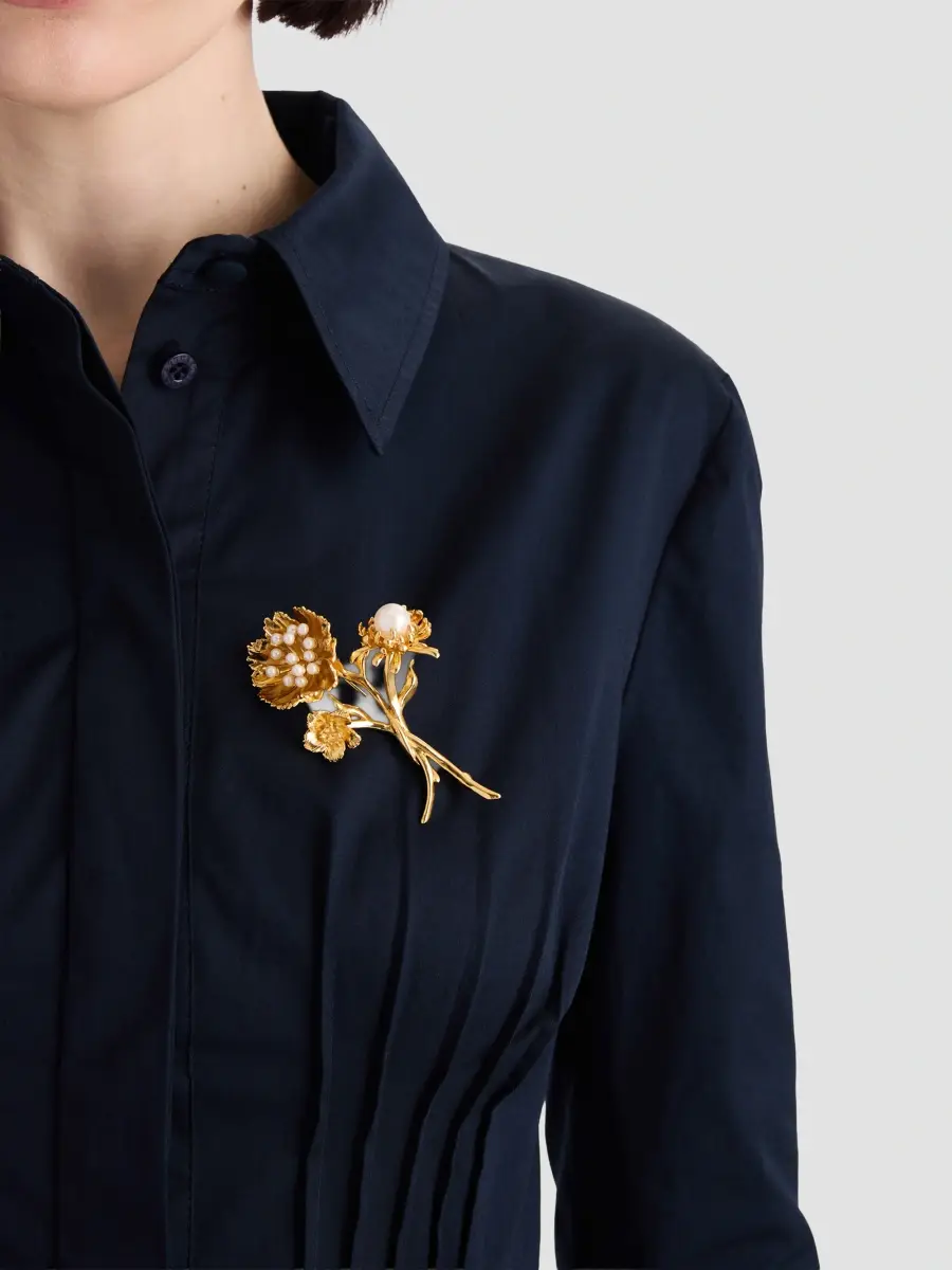 Oscar de la Renta Women's Goldtone & Imitation Pearl Flower Brooch | Thumbnail 2