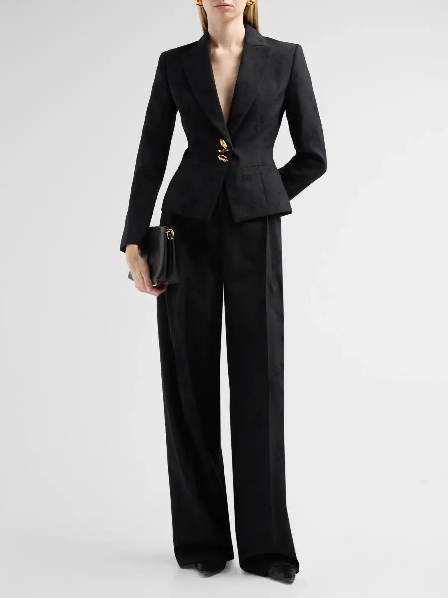 Oscar de la Renta Women's Resort Floral Wool Jacquard Blazer | Thumbnail 2