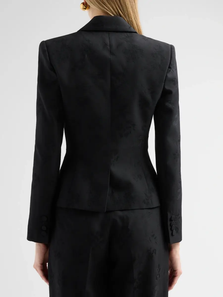Oscar de la Renta Women's Resort Floral Wool Jacquard Blazer | Thumbnail 3