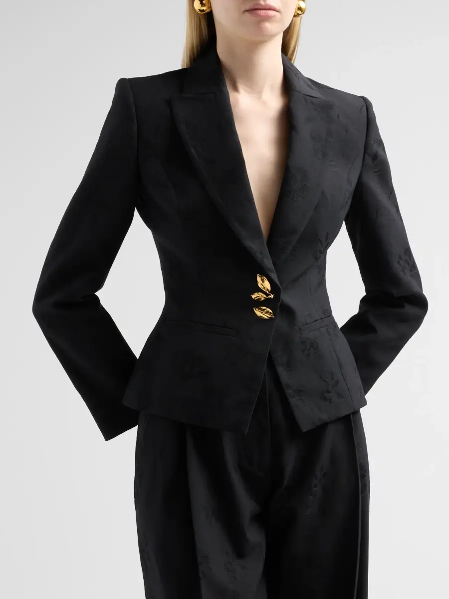 Oscar de la Renta Women's Resort Floral Wool Jacquard Blazer | Thumbnail 4