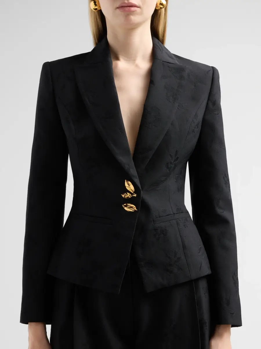 Oscar de la Renta Women's Resort Floral Wool Jacquard Blazer | Thumbnail 5
