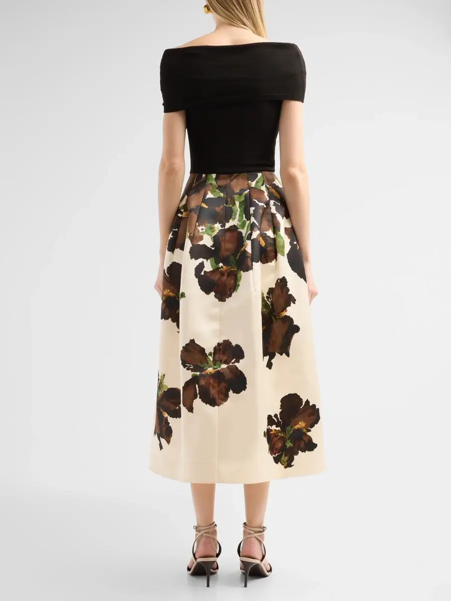 Oscar de la Renta Women's Iris Mix Media Off-the-Shoulder Day Dress | Thumbnail 3 Oscar de la Renta Women's Iris Mix Media Off-the-Shoulder Day Dress | Thumbnail 3