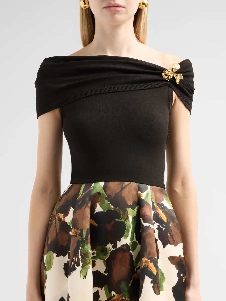 Oscar de la Renta Women's Iris Mix Media Off-the-Shoulder Day Dress | Thumbnail 5 Oscar de la Renta Women's Iris Mix Media Off-the-Shoulder Day Dress | Thumbnail 5