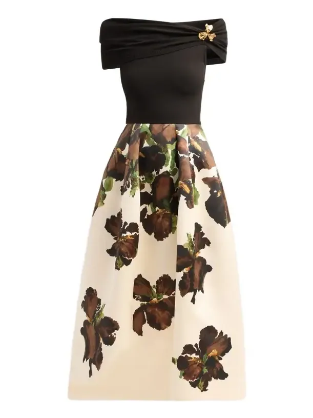Women's Iris Mix Media Off-the-Shoulder Day Dress Women's Iris Mix Media Off-the-Shoulder Day Dress