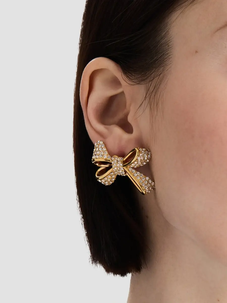 Oscar de la Renta Women's Goldtone & Glass Crystal Bow Stud Earrings | Thumbnail 2 Oscar de la Renta Women's Goldtone & Glass Crystal Bow Stud Earrings | Thumbnail 2