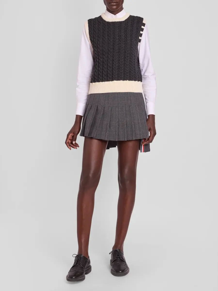 Thom Browne Women's Cable-Knit Virgin Wool Crewneck Shell Top | Thumbnail 2