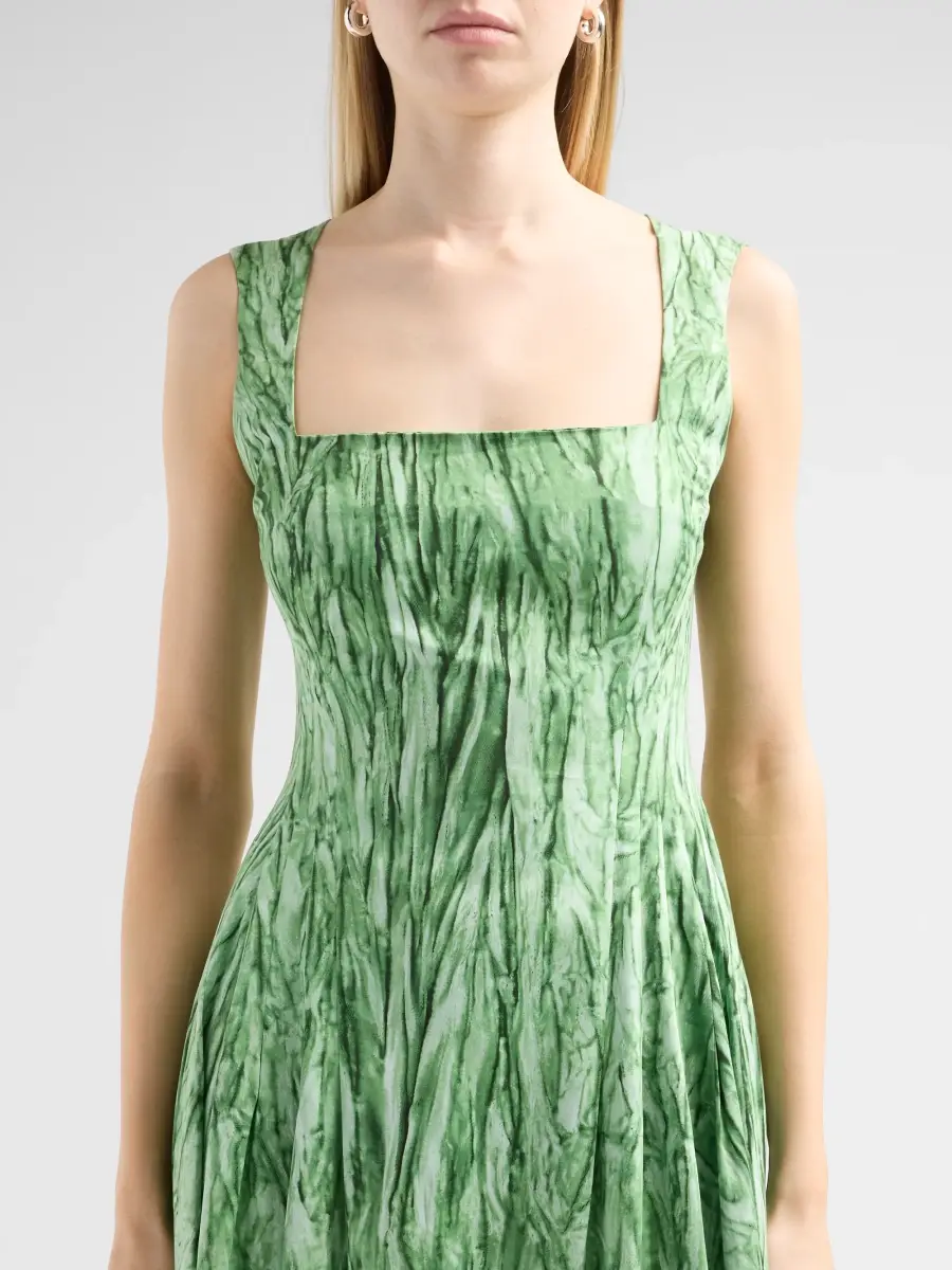 Oscar de la Renta Women's Velvet Print Poplin Sateen Day Dress | Thumbnail 5