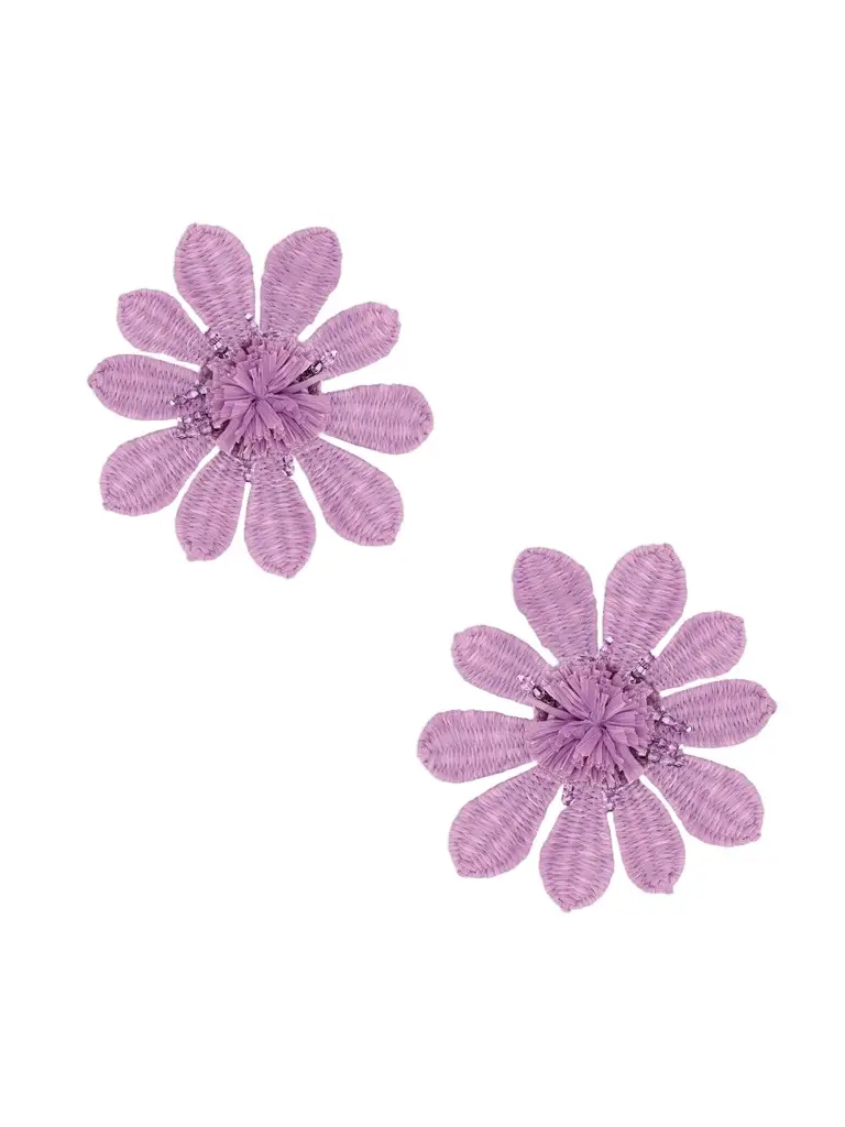 Oscar de la Renta Women's Goldtone, Raffia & Glass Flower Clip-On Stud Earrings