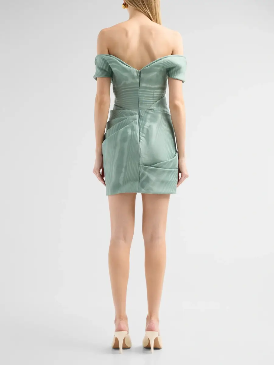 Oscar de la Renta Women's Moire Silk Gazar Off-The-Shoulder Cocktail Dress | Thumbnail 3 Oscar de la Renta Women's Moire Silk Gazar Off-The-Shoulder Cocktail Dress | Thumbnail 3