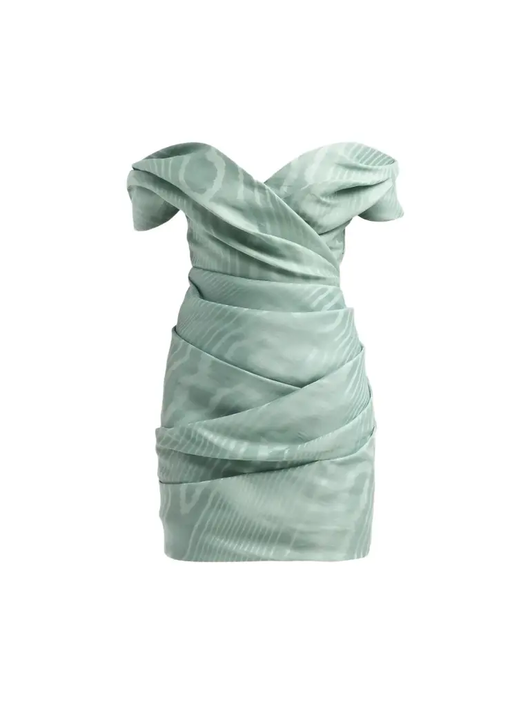 Oscar de la Renta Women's Moire Silk Gazar Off-The-Shoulder Cocktail Dress