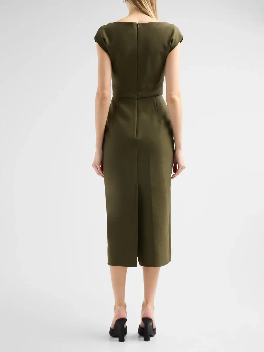Oscar de la Renta Women's Draped Neck Stretch Wool Dress | Thumbnail 3