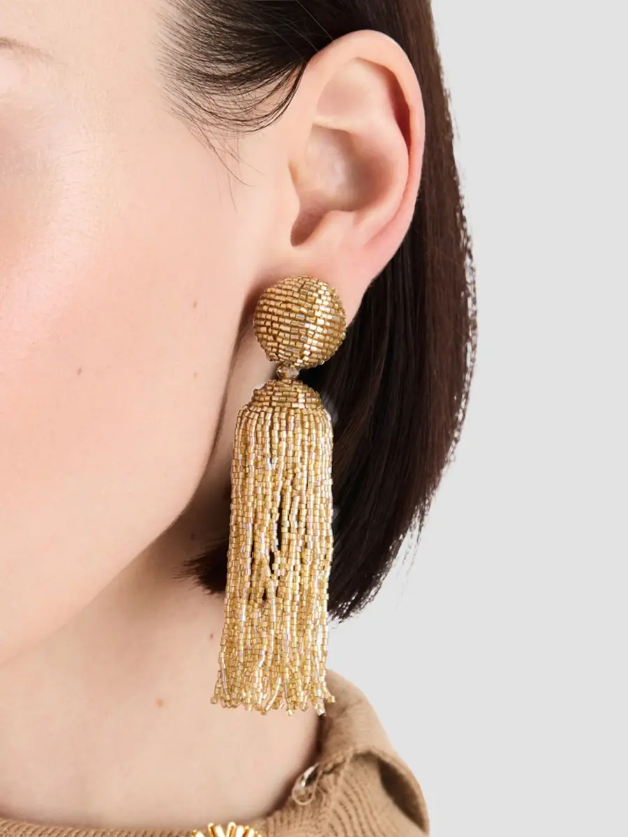 Oscar de la Renta Women's Goldtone & Glass Beaded Tassel Clip-On Drop Earrings | Thumbnail 2 Oscar de la Renta Women's Goldtone & Glass Beaded Tassel Clip-On Drop Earrings | Thumbnail 2