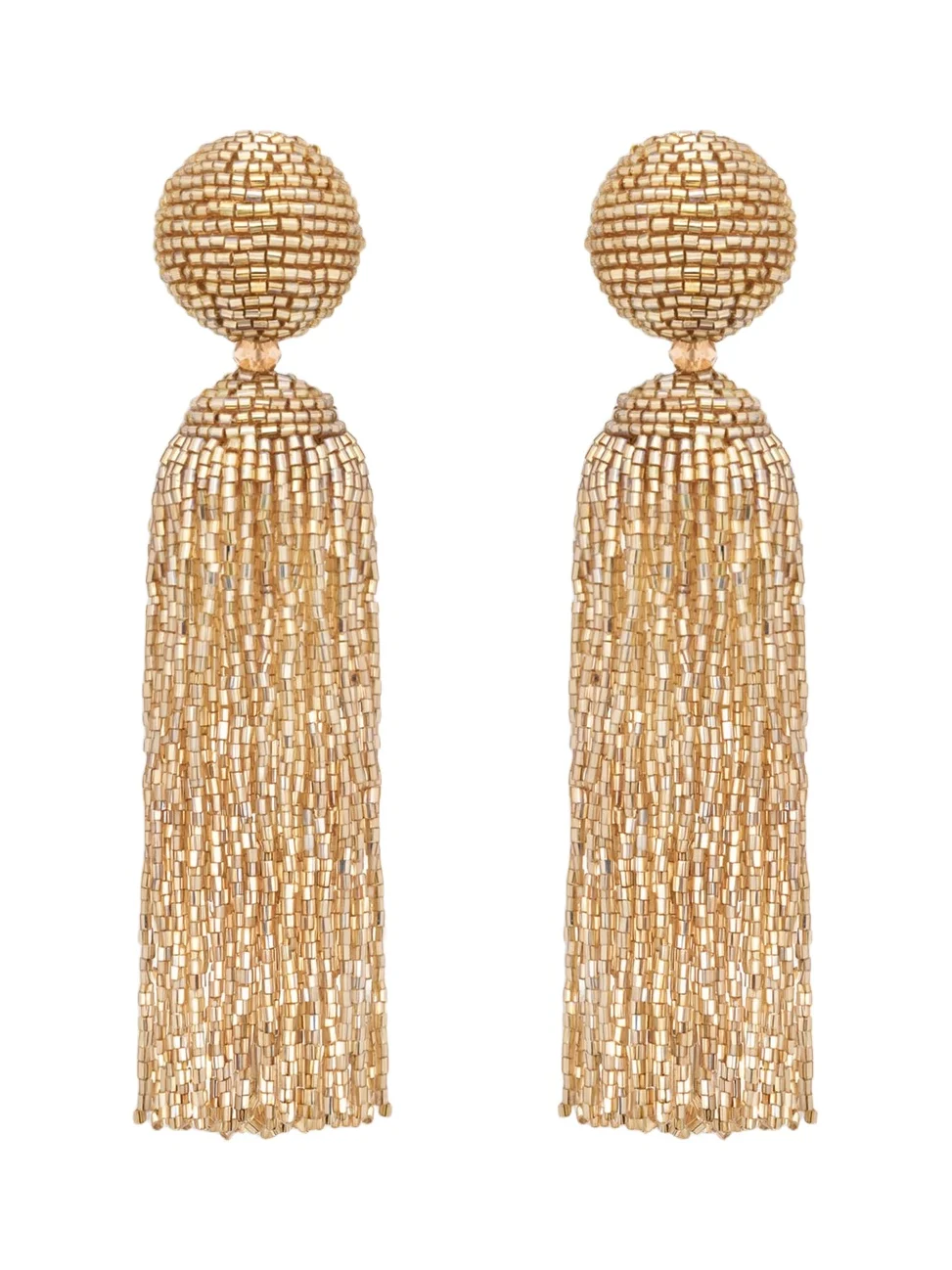Women's Goldtone & Glass Beaded Tassel Clip-On Drop Earrings Women's Goldtone & Glass Beaded Tassel Clip-On Drop Earrings