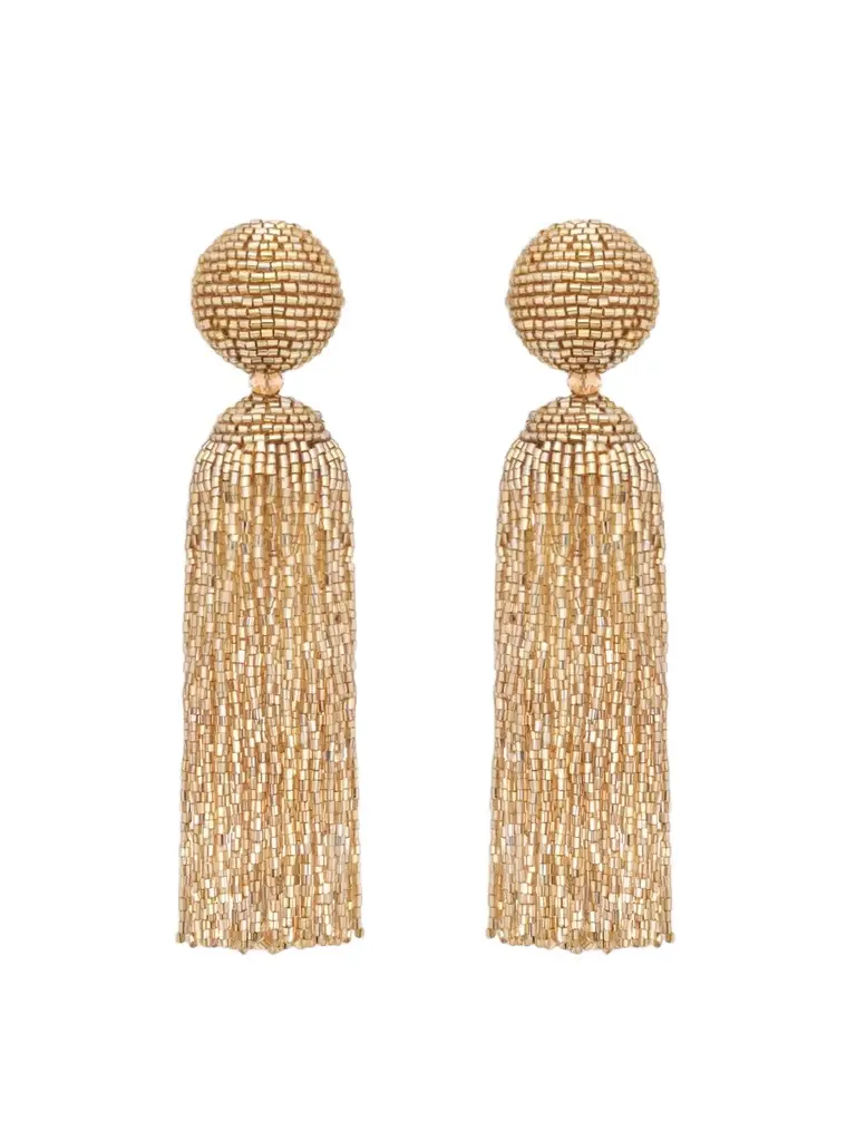 Oscar de la Renta Women's Goldtone & Glass Beaded Tassel Clip-On Drop Earrings