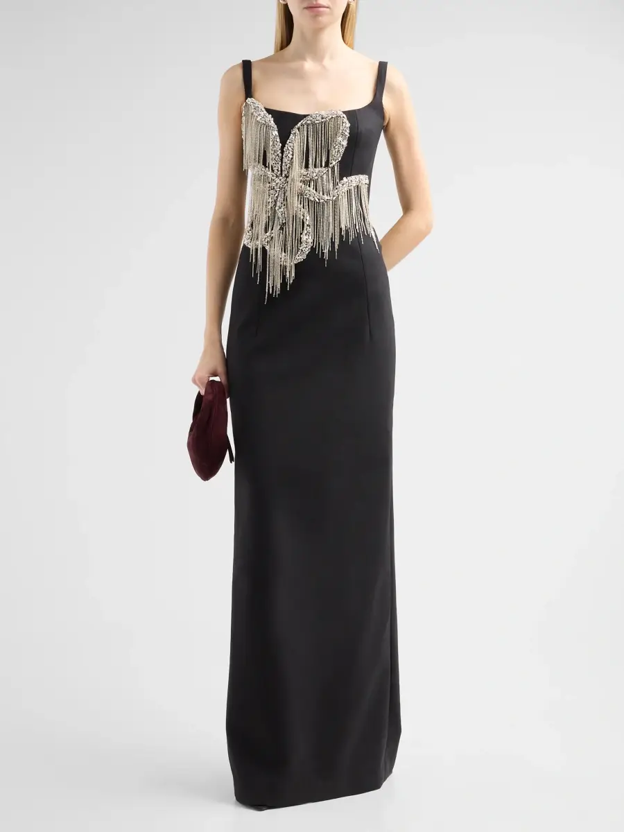 Oscar de la Renta Women's Fringed Bow-Embroidered Gown | Thumbnail 2