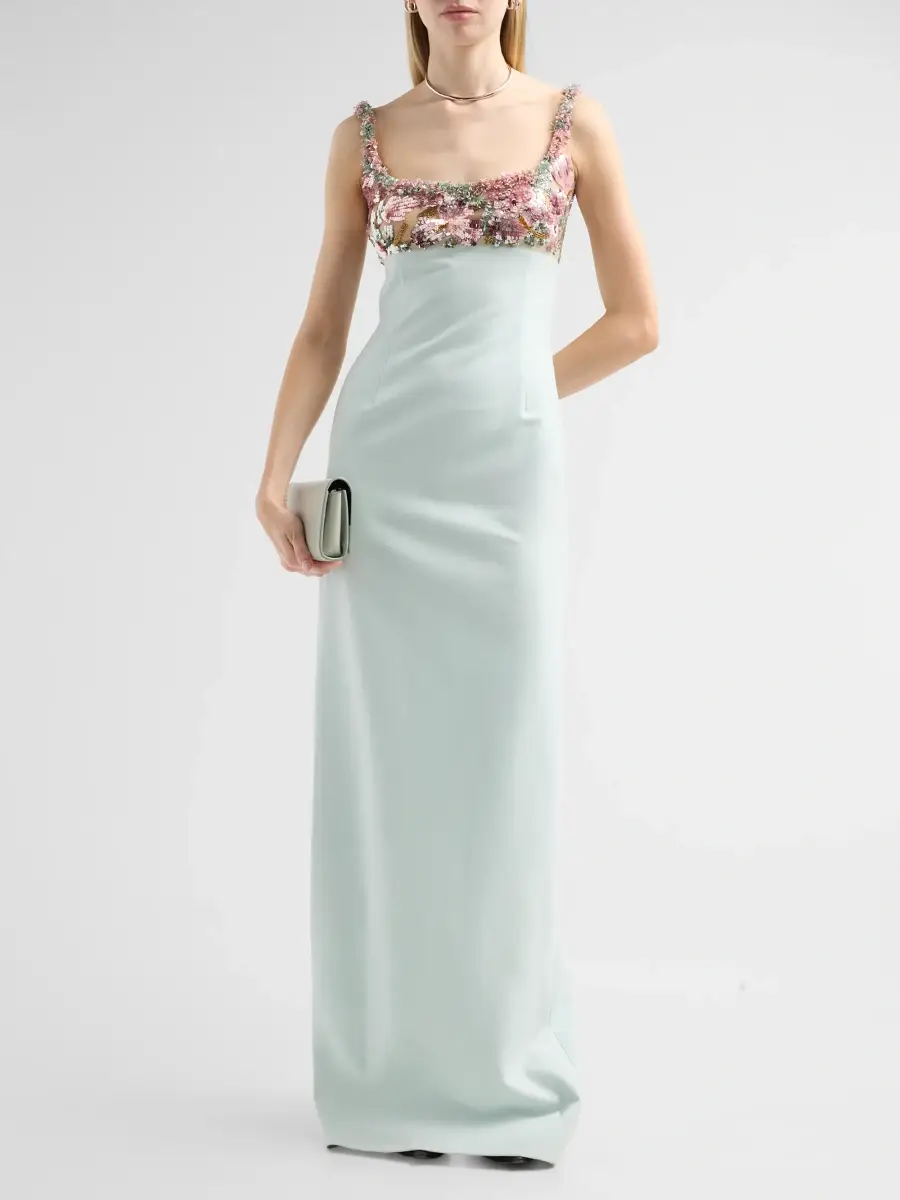 Oscar de la Renta Women's Iris Sequin-Embroidered Wool Gown | Thumbnail 2