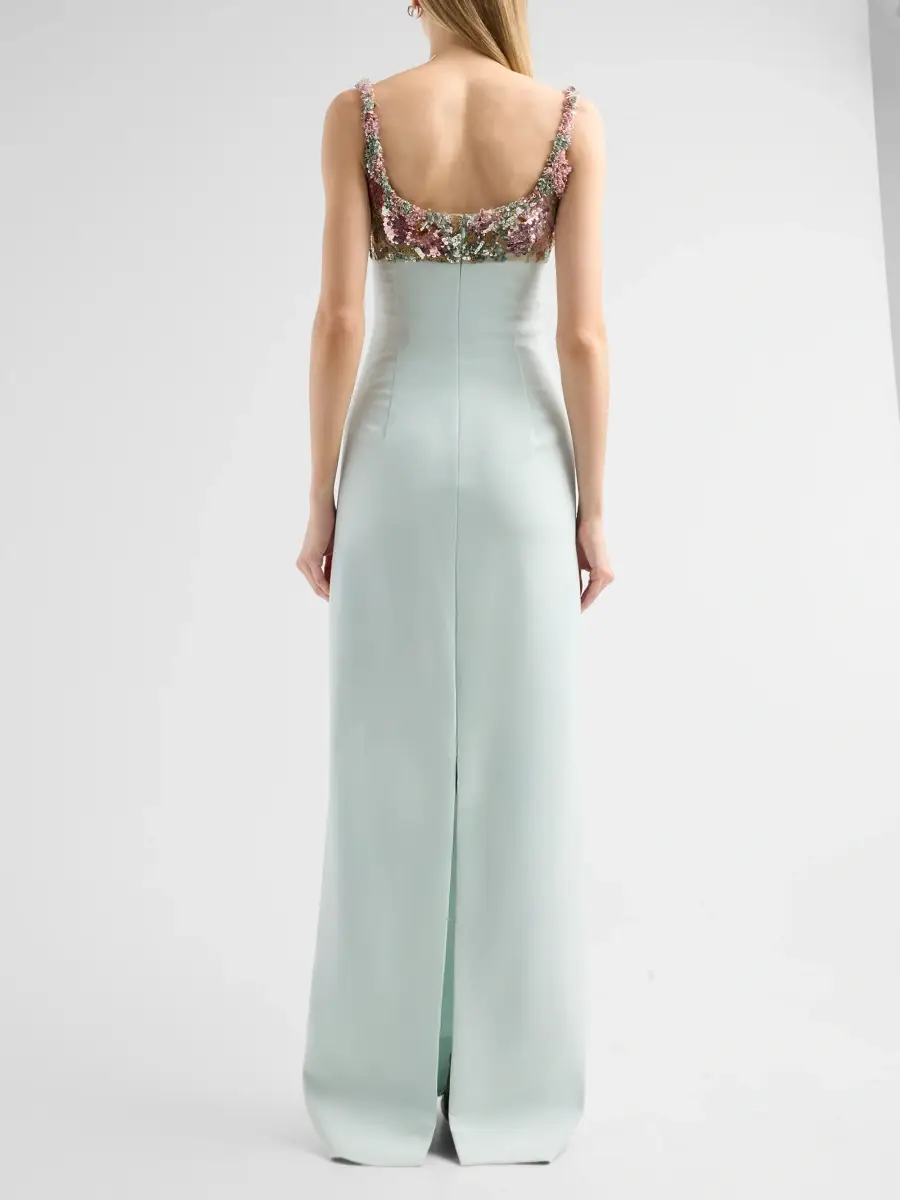Oscar de la Renta Women's Iris Sequin-Embroidered Wool Gown | Thumbnail 3