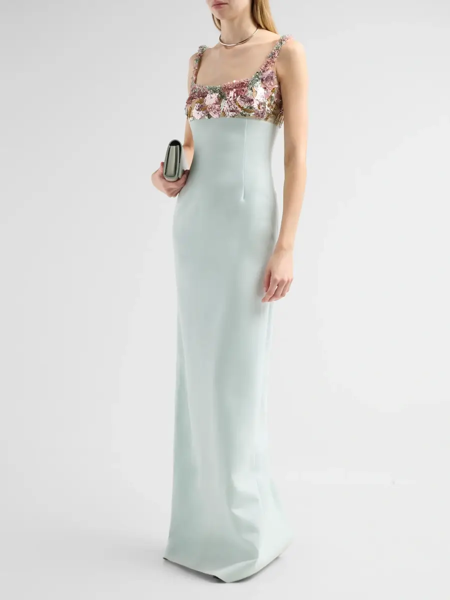 Oscar de la Renta Women's Iris Sequin-Embroidered Wool Gown | Thumbnail 4