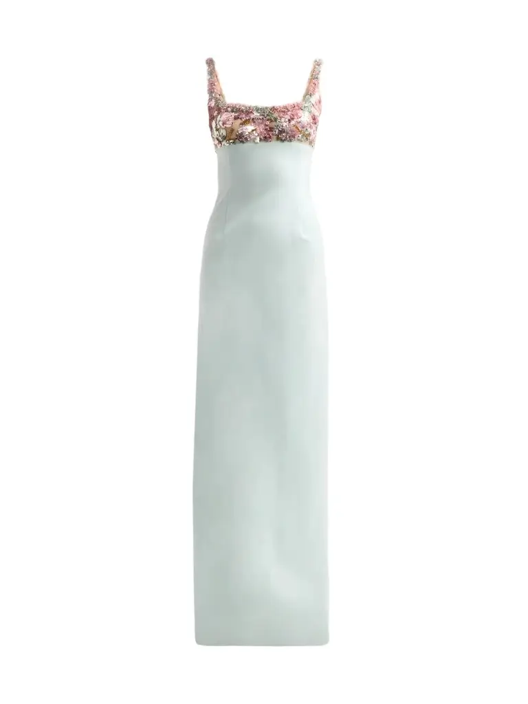 Women's Iris Sequin-Embroidered Wool Gown