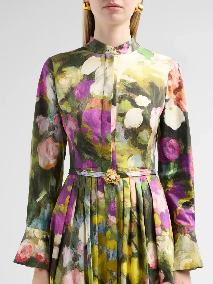 Oscar de la Renta Women's Abstract Garden Poplin Sateen Dress | Thumbnail 5 Oscar de la Renta Women's Abstract Garden Poplin Sateen Dress | Thumbnail 5