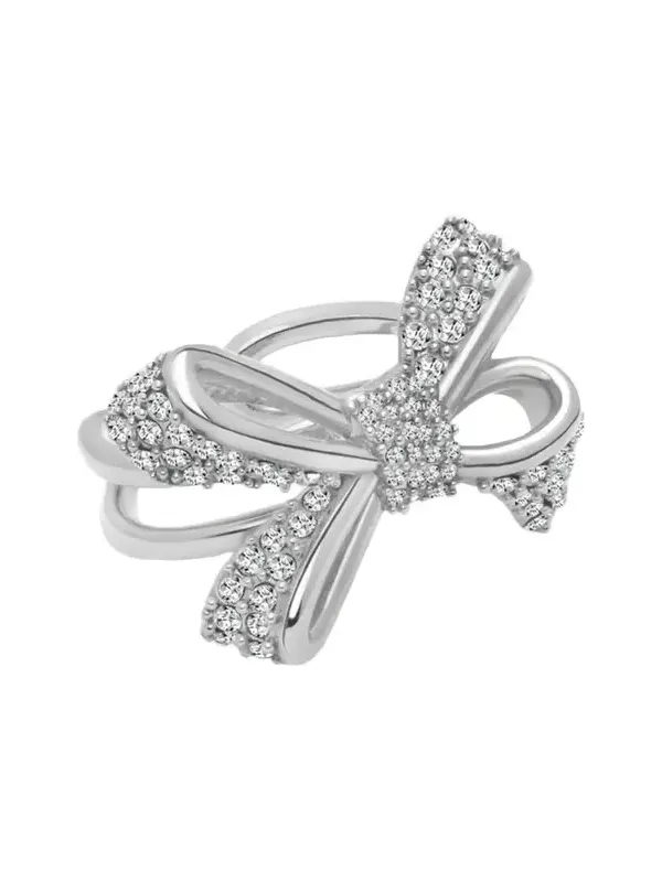 Women's Silvertone & Glass Crystal Bow Ring Women's Silvertone & Glass Crystal Bow Ring