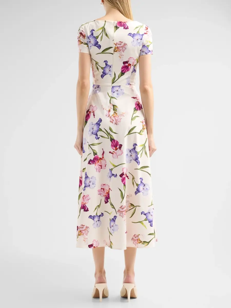 Oscar de la Renta Women's Iris Flowers Poplin Day Dress | Thumbnail 3