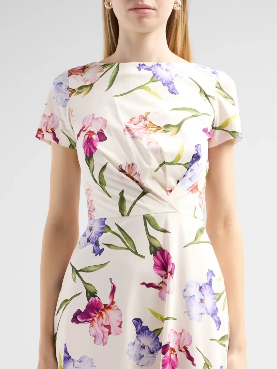 Oscar de la Renta Women's Iris Flowers Poplin Day Dress | Thumbnail 5