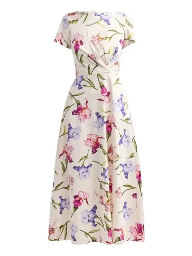 Women's Iris Flowers Poplin Day Dress